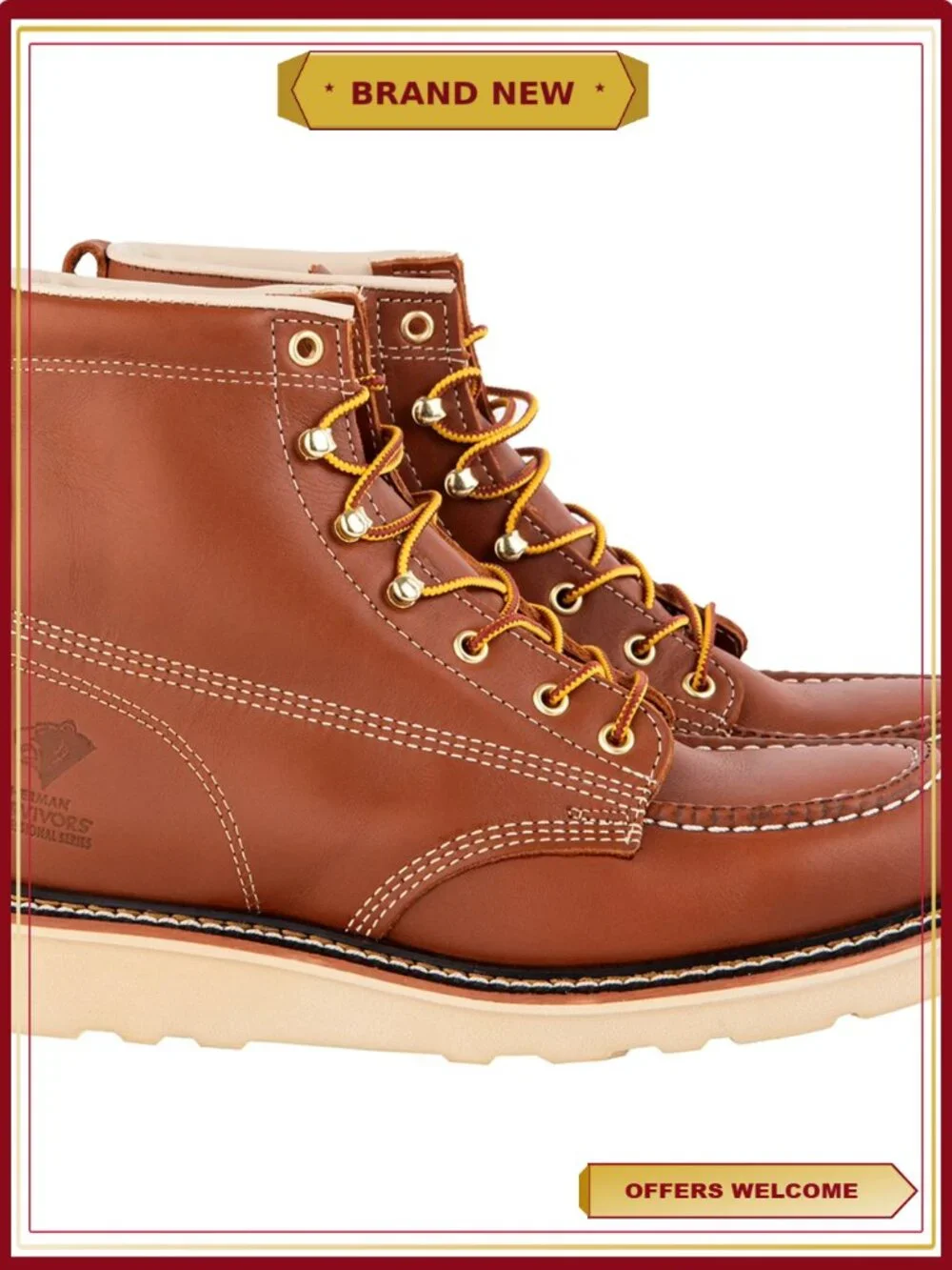 Men's Soft Toe Full Grain Leather Backhaul Brown Work Boots